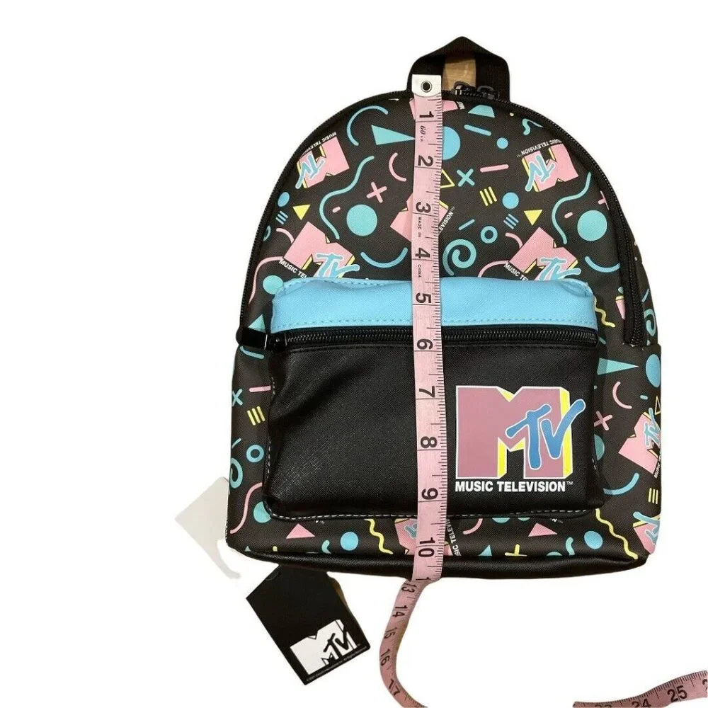 MTV Mini Backpack‎ - Bioworld Faux Leather Black 11.5